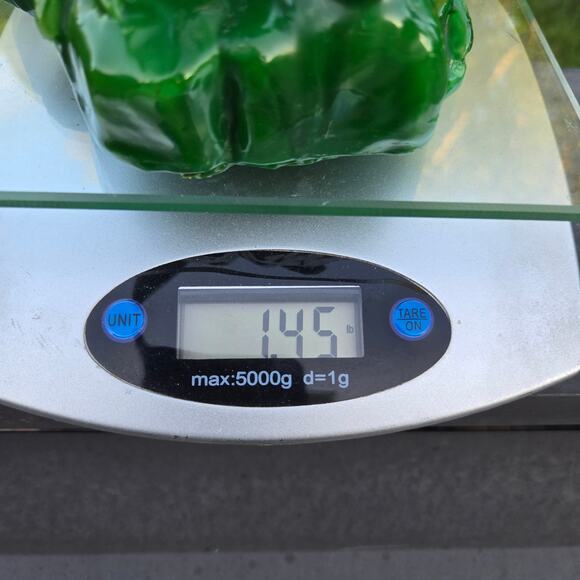 Mythical Candle Two Headed Green Dragon Red Eyes Holding Sphere Unburned *read* - Picture 14 of 15